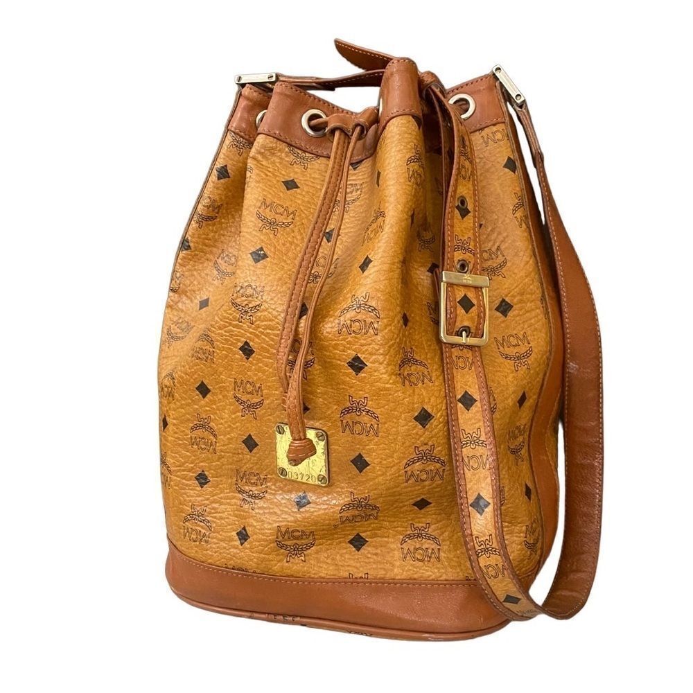 MCM Cognac Visetos Bucket Shoulder Bag